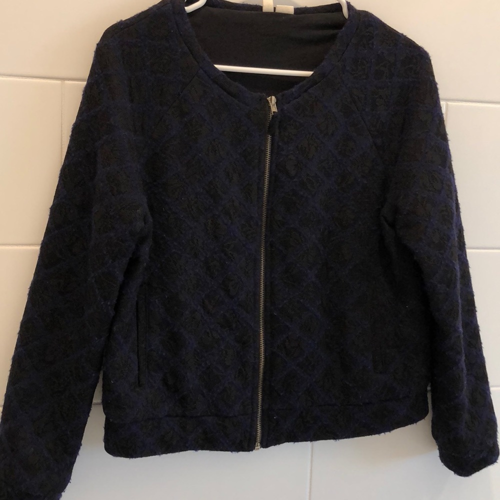 Anthropologie medium navy and black bomber jacket